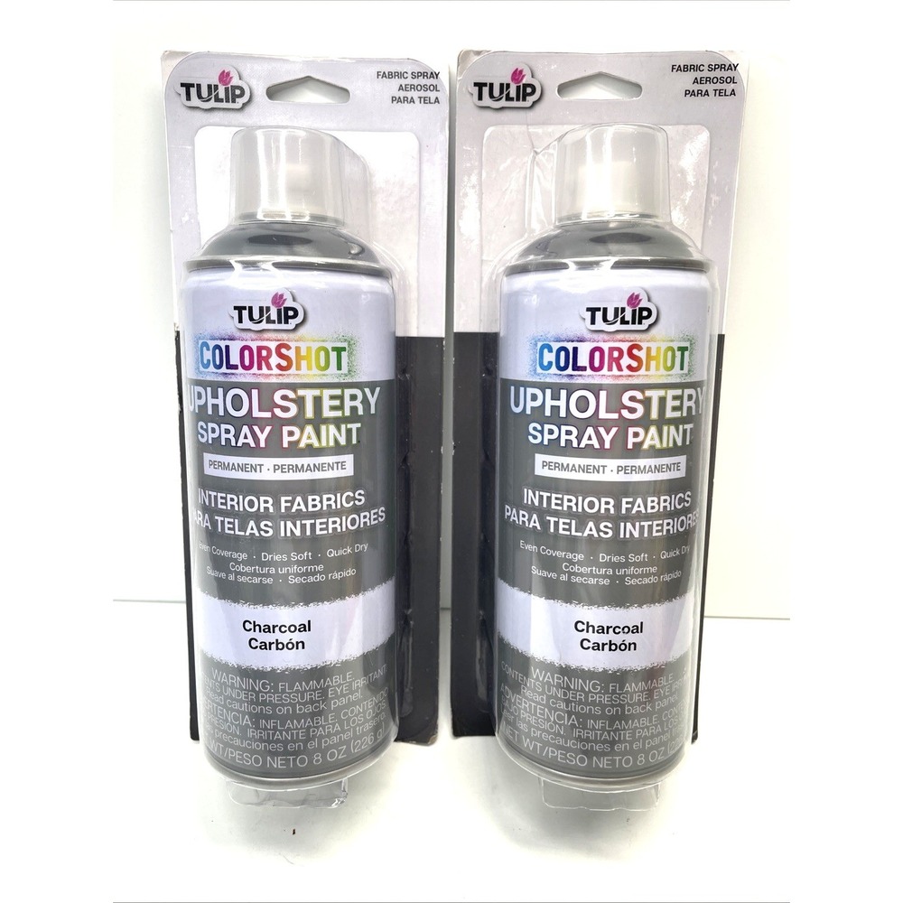Tulip ColorShot Upholstery Spray Paint Interior Fabric 8 oz - Charcoal Set of 2